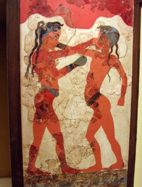 Fresco of boxing boys